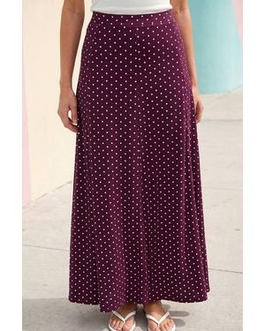 Roman Polka Dot Midi Skirt - Purple