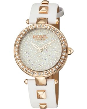 Rebel Rockaway Parkway Mother Of Pearl Dial Leather Watch - Metallic
