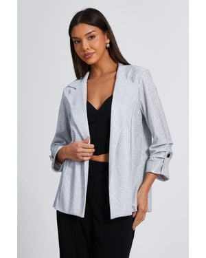 Quiz Ruched Sleeve Blazer - White