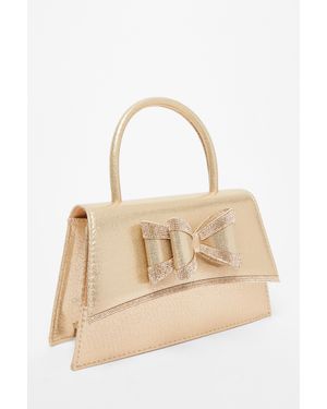 Quiz Diamante Bow Bag - Natural
