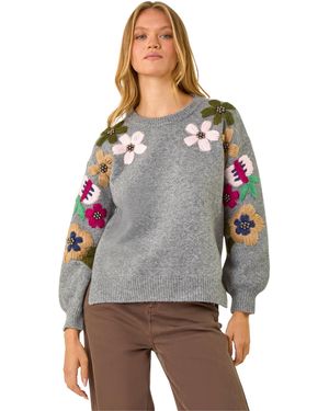 Roman Floral Emellished Jumper - Grey