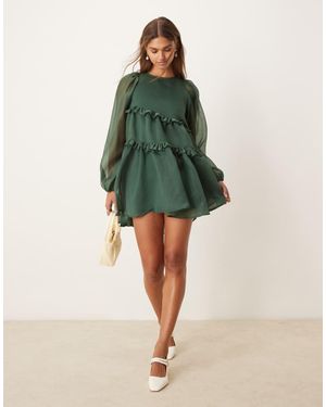 Ghospell Ayesha Organza Mini Dress - Green