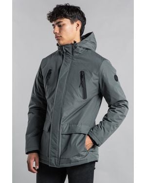 Tokyo Laundry Hooded Padded Jacket With Microfleece Lining - Grey