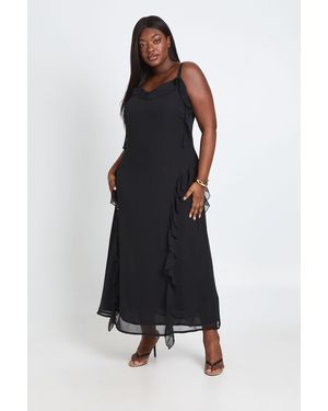 Boohoo Plus Chiffon Ruffle Maxi Dress - Black