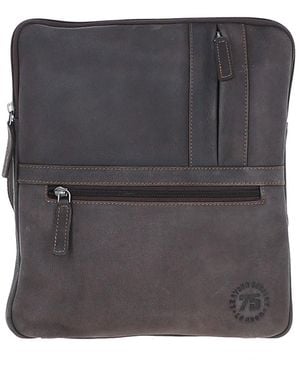 Leather Company 'Moscow' Real Crossbody Messenger Bag - Grey