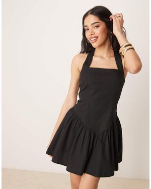 ASOS Halter Mini Sundress With Ruffle Hem - Black