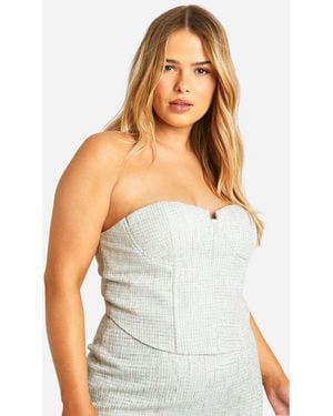 Boohoo Plus Boucle Fitted Corset - White