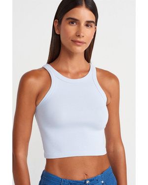 Dilvin Ribbed Cotton-Blend Sleeveless Crop Top - White