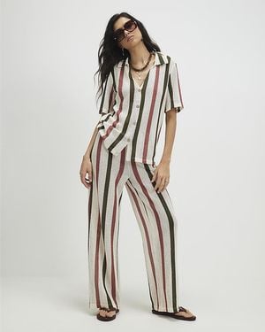 River Island Trousers Crochet Stripe Cotton - White