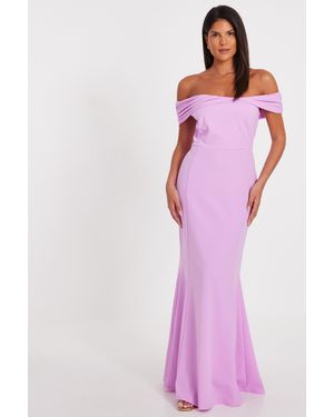 Quiz Bardot Twist Maxi Dress - Pink
