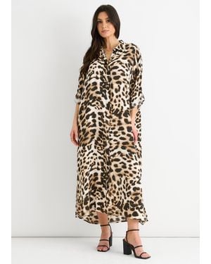 Gini London Printed Button Through Midaxi Shirt Dress - White