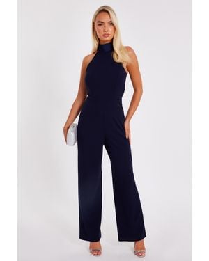 Quiz Halter Neck Jumpsuit - Blue