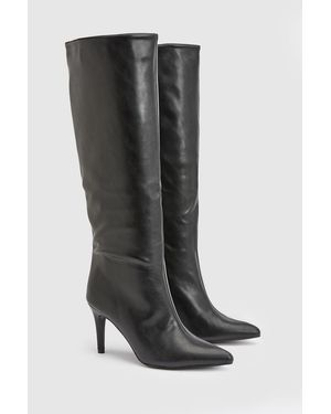 Wallis Binky Faux Leather Stiletto Heel High Leg Boots - Black