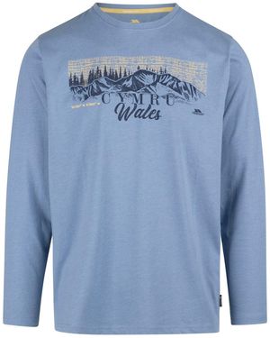 Trespass Kulam Printed Long-Sleeved T-Shirt (Denim Marl) - Blue