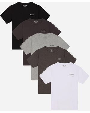 Nicce London Multi 5-Pack 100% Cotton Crew Neck Night T-Shirts - Multicolour