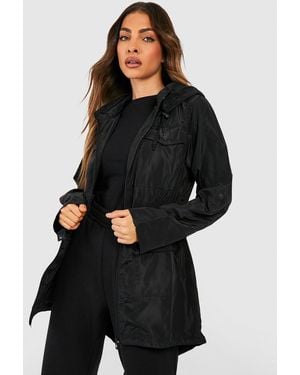 Boohoo Elasticated Waist Mac - Black