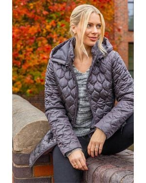 Roman Hooded Quilted Puffer Coat - Grey