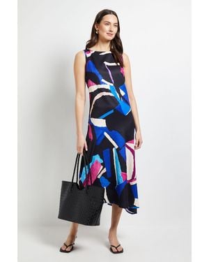 PRINCIPLES Pleated Drop Waist Midi Dress - Blue