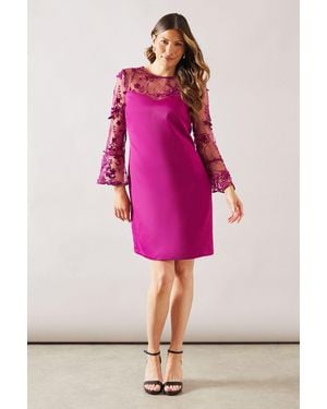 Wallis Occasion Satin And Mesh Overlay Shift Dress - Pink