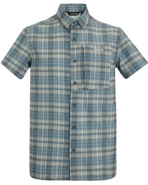 Regatta Checked Insect Repellent Short-Sleeved Travel Shirt (China) - Blue