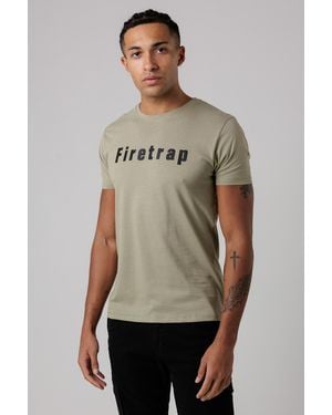 Firetrap Regular Fit Cotton T Shirt With Logo - Grey