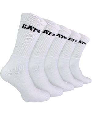 Caterpillar 5 Pack Durable Cotton Performance Work Socks - White