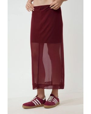 Hiccup High Waist Lace Midi Skirt Pika Collection - Red