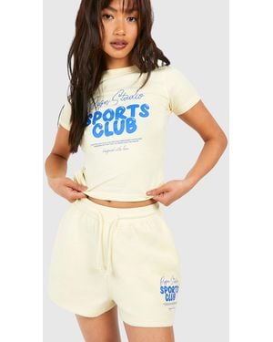 DSGN Studio Sports Club Bubble Slogan Sweat Short - Blue