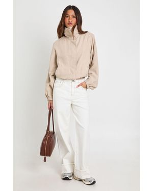 Boohoo Funnel Neck Elasticated Waist Jacket - Natural