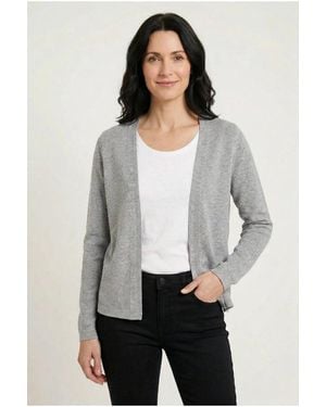 White Stuff Herringbone Edge Open Cardigan - Grey