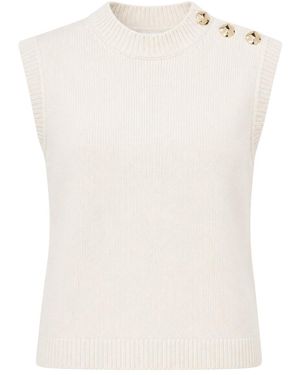 Ted Baker Rondher Rose Button Ivory Crew Neck Tank Top - White