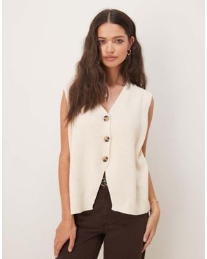 ASOS Relaxed Fit Waistcoat - Natural