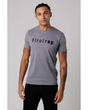 Firetrap Regular Fit Cotton T Shirt With Logo - Grey