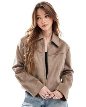 ASOS Faux Suede Top Collar Jacket - Natural