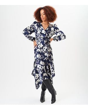Gini London Assymetrische Midi-jurk Met Zoomomslag - Blauw