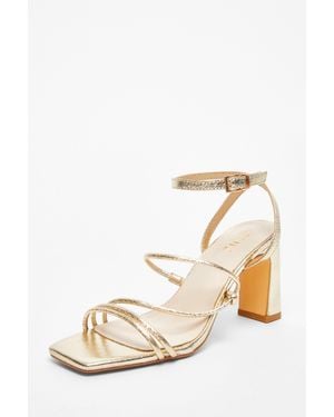 Quiz Faux Leather Strappy Heeled Sandals - Natural