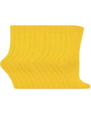 Sock Snob 24 Pairs Ladies Plain Cotton Rich Dress Socks - Yellow