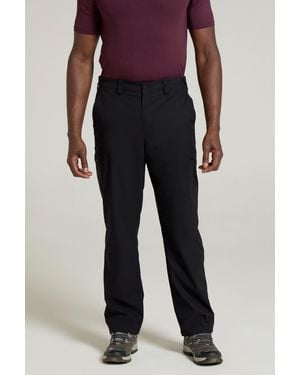Mountain Warehouse 'Trek' Stretch Trouser Lightweight Fleece Lined Quick Dry Outdoor Trousers - Black