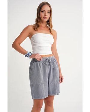 MixRay High Waist Cotton Drawstring Mini Shorts - Multicolour