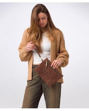 Pure Luxuries 'Chalfont' Print Nappa Leather Clutch Bag - Brown