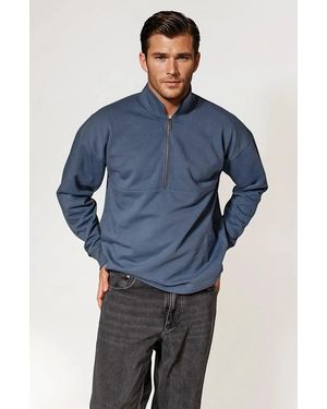 Secret Label Zip Neck Sweatshirt - Blue