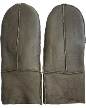 Infinity Leather Genuine Real Sheepskin Mittens Warm Gloves - Green