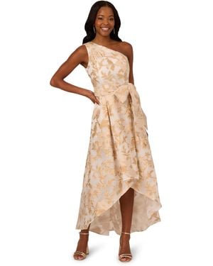 Adrianna Papell One Shoulder High Low Gown - Natural
