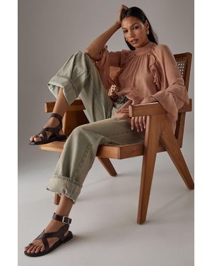 Faith Mannie Faux Leather Toe Loop Footbed Sandals - Brown