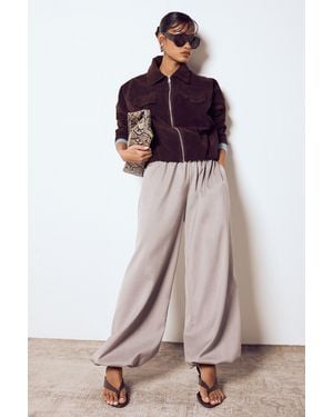 Boohoo Woven Crepe Balloon Trouser - Grey