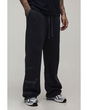 BoohooMAN Tall Wide Leg Gothic Washed Jogger - Black