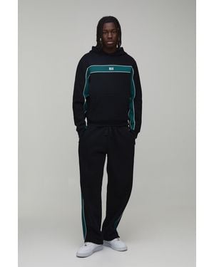 BoohooMAN Boxy Sport Panelled Hooded Tracksuit - Blue