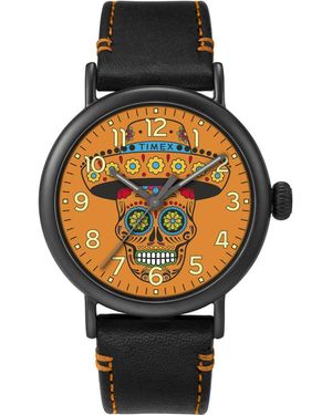 Timex Waterbury Standard Dia De Los Muertos Watch Tw2V67700 Leather - Grey