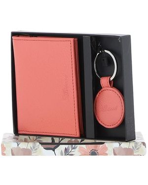 Ashwood Leather Elegant Real Card Holder & Key Ring Set - Red