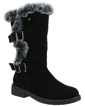 Hush Puppies Megan Wide Suede Boots - Black